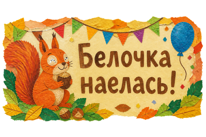 Белочка наелась!